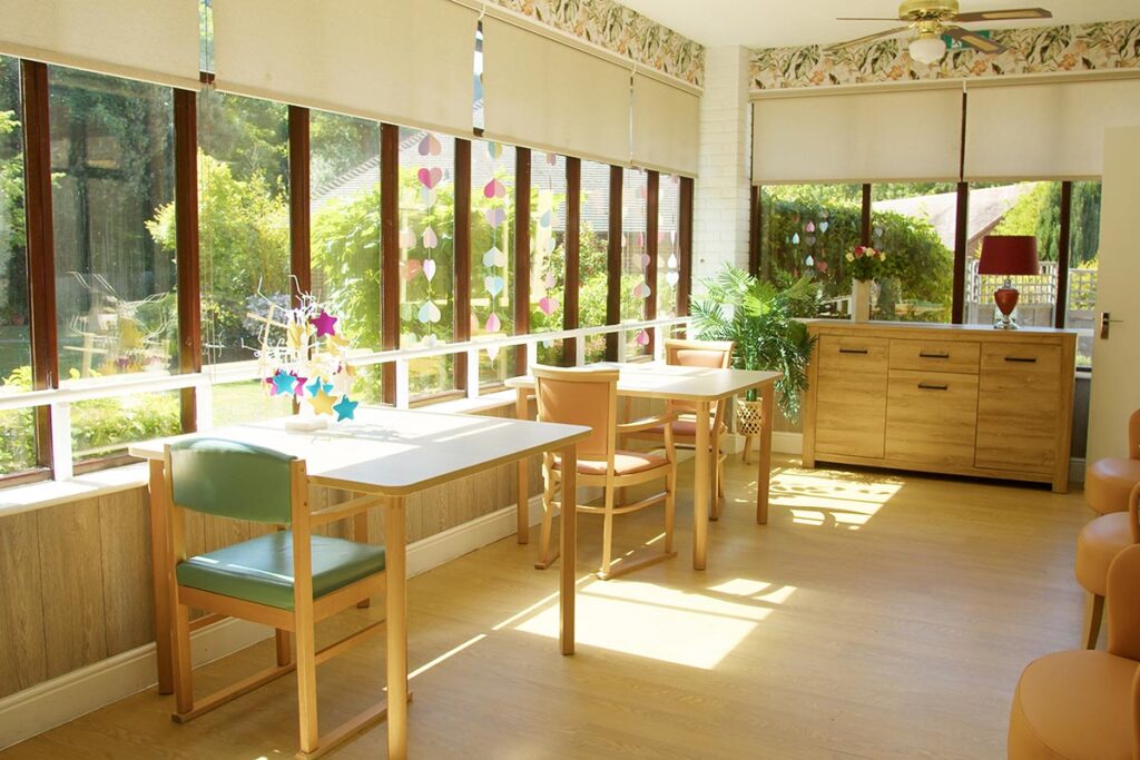 A lounge area in The Old Downs Residential Care Home