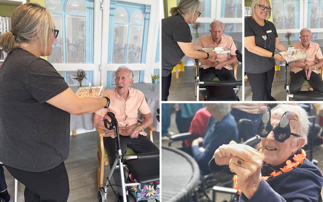 Celebrating Barry’s birthday at The Old Downs Residential Care Home