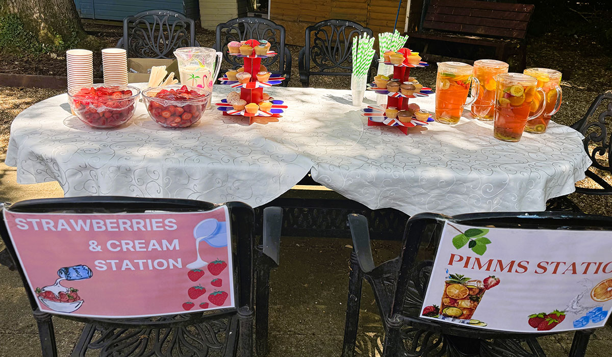 Pimm's and strawberry stations at The Old Downs Residential Care Home