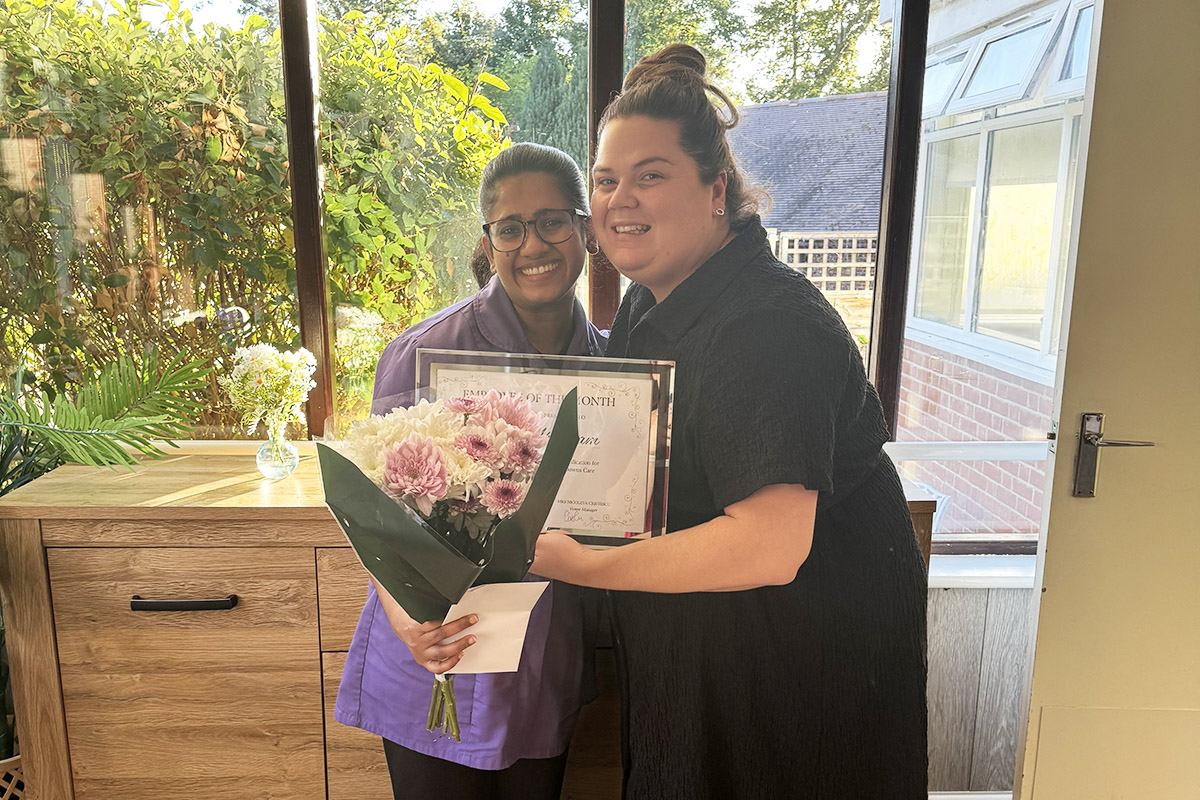 Zara is celebrated as The Old Downs Residential Care Home’s Employee of the Month
