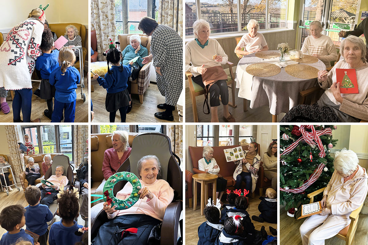 The Old Downs Residential Care Home residents enjoy a seasonal visit from local school children