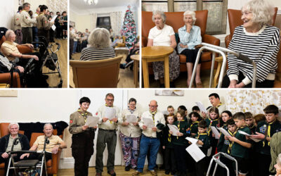 Residents at The Old Downs Residential Care Home enjoying a festive evening with the local Cubs group, who performed a heartwarming Christmas carol concert filled with music and smiles.